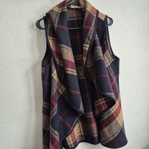 Altar'd State Plaid Vest - Red, Navy, Tan
